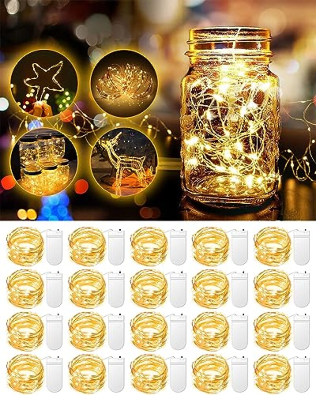 20 Pack Fairy Lights Battery Operated 3.3ft 20 LED Mini String